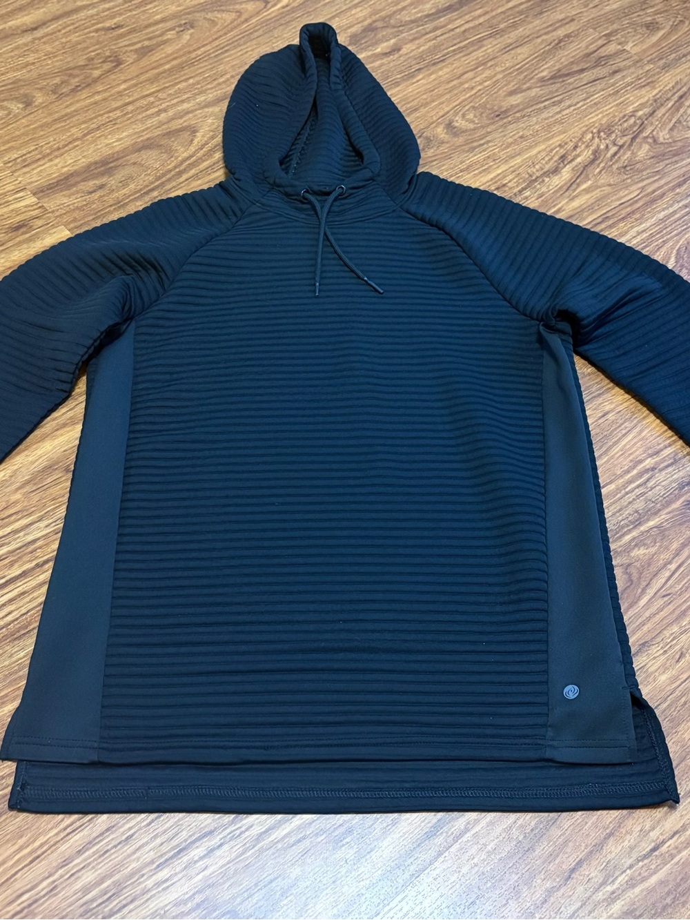 Apana Black Ribbed Hooded Pullover Men’s